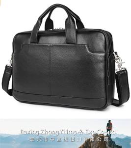 Leather Laptop Briefcase, Waterproof Travel Messenger