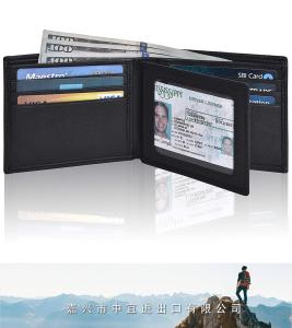 RFID Blocking Leather Bifold Wallet